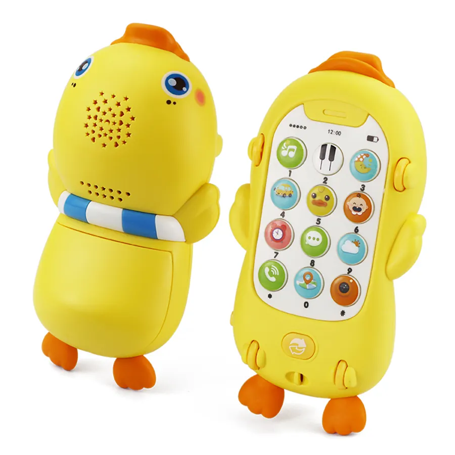 36 Maanden Oude Baby Mobiele Telefoon Speelgoed Cartoon Kleine Schattige Eend Projectiepuzzel Chinees-Engels Tweetalig Vroeg Onderwijs