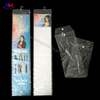 Sacs en plastique transparents personnalisés avec logo, emballage pour extensions de cheveux avec carte en papier personnalisée et cintre