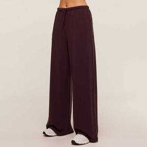 Pantalons de survêtement en coton pour femmes, logo personnalisé en gros, vêtements de détente d'hiver, uni, blanc, doux, décontracté, jambe large, coupe <span class=keywords><strong>ample</strong></span> - Product Image 3