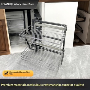 Panier coulissant moderne et simple pour armoire de <span class=keywords><strong>cuisine</strong></span>, double couche, grande capacité, étagère de rangement - Product Image 3