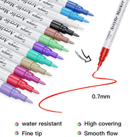 Marqueurs acryliques GuangNa 36 couleurs, pointe fine 0,7 mm, encre fluorescente imperméable pour peinture sur pierre, décoration de tasses, fournitures artistiques