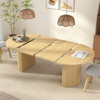 Table à manger ovale extensible SENYU, design moderne et luxueux, en MDF/métal noir, base cannelée, style farmhouse, durable, 8 places, mobilier de salle à manger