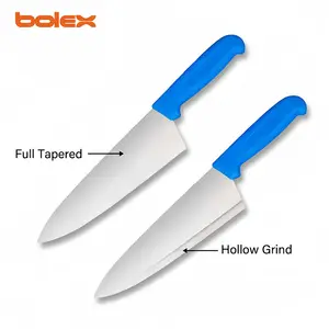 professional knives with colour coded handles and slant tangs for sharpening grinding rental exchange program services grinders