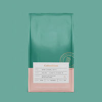 Sachet d'emballage personnalisé imprimé 250G pour café en grains et thé, avec fond plat, valve et fermeture éclair