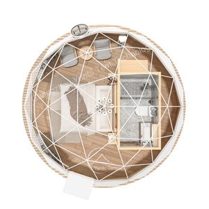 Tienda de campaña prefabricada de 6m con baño Tipo <span class=keywords><strong>Camping</strong></span> Cúpula geodésica Casa Tienda de campaña Igloos de lujo Hotel <span class=keywords><strong>4</strong></span> estaciones Tiendas DE BODA ovaladas - Product Image 6