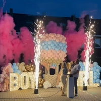 Machine à feux d'artifice à fumée pour révélation de sexe TNT, bouton poussoir, accessoires de décoration de fête, canon à confettis pour révélation de sexe de bébé