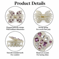 Fournisseur de Boutiques : Pince à Cheveux Papillon Personnalisée avec Logo en Strass - Épingle à Cheveux en Acétate Haute Brillance - Accessoires pour Cheveux de Mariage et de Fête
