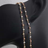 Rantai Saturnus Beruntai 3 Warna Emas 14K/Rose Gold 14K/Perak 925 dengan Kawat Emas 14K untuk Pembuatan Perhiasan Permanen DIY