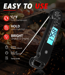 Termómetro digital plegable OEM para carne con sonda termopar, lectura instantánea en 1 segundo, para parrillas de barbacoa al aire libre, con función de activación por levantamiento - Product Image 3