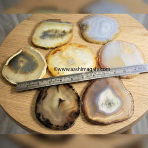 Sous-verres en agate, pierres précieuses, feng shui, bords bruts, pierres naturelles, cristaux, artisanat, fait main, écologique, cadeau d'affaires - Product Image 3