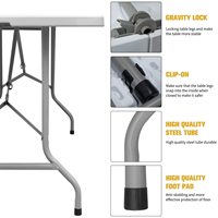 Table pliante bon marché à vente directe d'usine Table pliable utilitaire pliable en deux en plastique robuste portable de 6 pieds