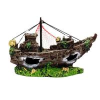 Décorations paysagères écologiques en résine pour aquarium, motif bateau à voile et naufrage, pour poissons et crevettes, 80 par boîte
