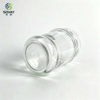 Pot en verre transparent incurvé de 230 ml avec col à vis pour miel, confiture, sauce chili, emballage alimentaire