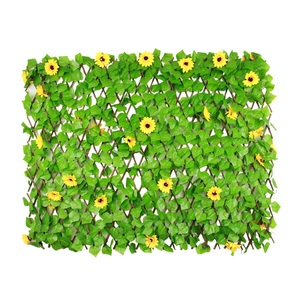 Salice artificiale in <span class=keywords><strong>legno</strong></span> tralicci con vivaci foglie di girasoli, giardino espandibile Privacy recinzione, siepe pareti verdi - Product Image 3