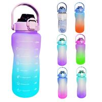 Bouteille d'eau réutilisable unisexe 3-en-1, idéale pour les voyages, avec marqueur de temps et paille, en PP, pour le sport, la gym et le fitness