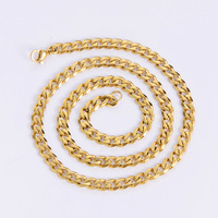 Collier chaîne gourmette cubaine en acier inoxydable 316L, massif, à maillons plats, résistant à l'eau et inaltérable