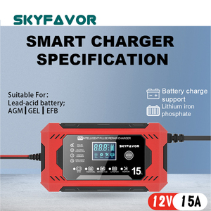 <span class=keywords><strong>Chargeur</strong></span> de batterie automatique pour moto et <span class=keywords><strong>voiture</strong></span> 12V 15A intelligent et rapide pour batteries 12 volts Lifepo4 AGM GEL EFB au plomb-acide - Product Image 4