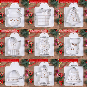大きなサイズのクリスマス用クッキー型、フォンダンエンボッサー、スタンプ、クリスマス用クッキーカッター、クッキーステンシル付き - Product Image 5