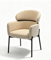 Chaise de salle à manger moderne en tissu avec revêtement amovible et pieds en métal, design contemporain pour la maison, le bureau et la salle à manger