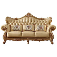 Canapé de style européen classique très vendu, meubles de luxe pour salon, ensemble de canapés en cuir sculpté en bois
