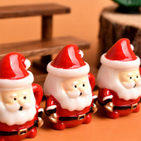Set cangkir teh Santa Claus Mini Cabochon pipih Resin untuk miniatur DIY Aksesori kerajinan tangan krim permainan Makanan Natal