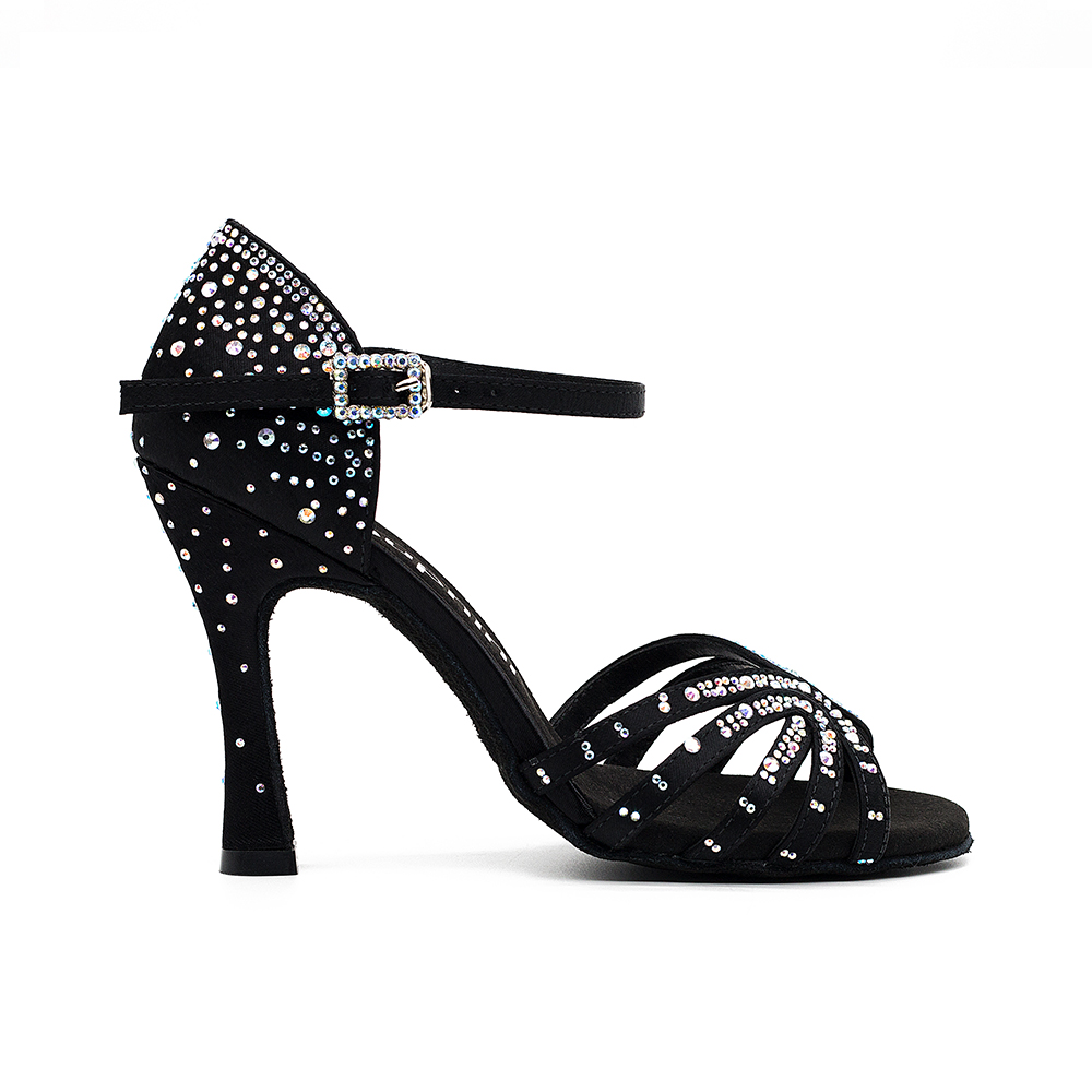 Суфини последняя Звездное с украшением в виде кристаллов раструбами каблук туфли для танцев сальса обувь Латинская танцевальная обувь