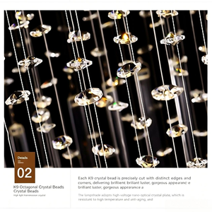 <span class=keywords><strong>Lustre</strong></span> en cristal moderne en spirale, cascade double hélice LED, grand modèle pour plafond haut, escalier, hall d'entrée, villa – Vente directe usine - Product Image 4