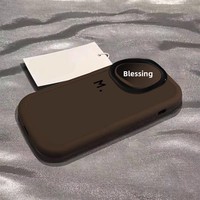 Coque de téléphone portable en silicone anti-chute pour iPhone 17 Air, 16, 15 Pro Max, 14 Pro, Puff 13, 12, 11 Pro Max avec support de téléphone inclus