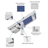 Vente en gros de lampadaire solaire avec panneau solaire Led Paysage 200 Watts Capteur de détection de mouvement extérieur Parking Wind Hybrid