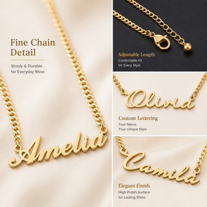 Collar con Nombre Personalizado, Acero Inoxidable, Chapado <span class=keywords><strong>en</strong></span> Oro de 18K, Colgante con Letra Inicial, Cadena Personalizada, Gargantilla, Joyería Personalizada - Product Image 2