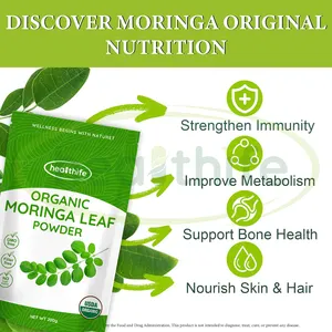 Extracto de hojas de Moringa Healthife, polvo de hoja de Moringa orgánica