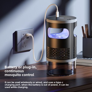 Trampa para Mosquitos Silenciosa con Batería Extraíble, Lámpara Antimosquitos con Luz Nocturna Ultravioleta UVA USB para Interiores y Exteriores - Product Image 1