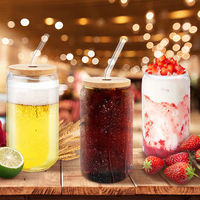 Entrepôt USA stocké 12oz 16oz clair givré sublimation blancs verre Mason Jar bière peut tasse en verre avec couvercle en bambou et paille