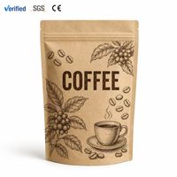 Maßgefertigter Premium Bedruckter Matter Kraftpapier Lebensmittelechter PE Wiederverschließbarer Reißverschluss Doypack Standbeutel für Kaffeebohnen-Verpackung