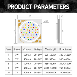 HY Support personnalisation cob led 40w module puce RGB 2700K 6000K blanc chaud RGBWW RGBCW 12W blanc CCT <span class=keywords><strong>1919</strong></span> 1917 COB led diode - Product Image 3