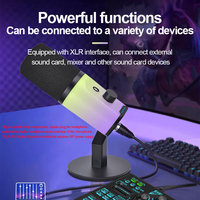 ZX-777 Professionelles USB/Kabelgebundenes Desktop-Dynamik-RGB-Metallmikrofon mit Nierencharakteristik, Plug-and-Play, Geräuschunterdrückung, XLR/USB-Dualmodi