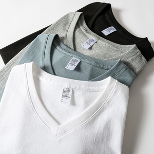 Mới Phong Cách 160 GSM Bán Buôn OEM Chất Lượng Cao V-Cổ Áo Thun Tùy Chỉnh In Ấn Logo Trống Bông V Cổ Đồng Bằng Người Đàn Ông Của T-Shirt - Product Image 5