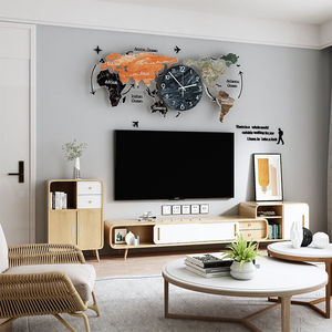 Wholesale Custom Premium Creative Acrylic World Map <strong>Silent</strong> <strong>Clock</strong> for Living Room Office Background <strong>Wall</strong> Decorative Mural - Product Image 1