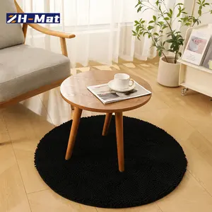 Alfombrillas redondas de chenilla personalizadas, alfombras simples de microfibra de pila larga antideslizantes, para dormitorio, sala de estar, mesa de café, alfombra para el suelo