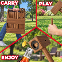 YumuQ Ensemble de jeu de Kubb en bois d'hévéa pour l'extérieur, jeu de lancer Viking Chess pour pelouse avec caisse en bois pour les tournois