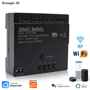 G0206 Interruptor Inteligente Wifi <span class=keywords><strong>de</strong></span> 4 Canales Compatible con Tuya, AC85-250V 10A, Relé Sin USB, Módulo <span class=keywords><strong>de</strong></span> Automatización Inteligente, Controlador Compatible con <span class=keywords><strong>Alexa</strong></span> y Google Home - Product Image 1