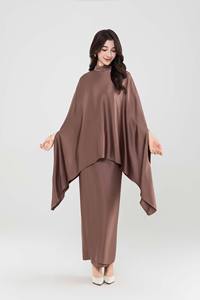 मामूली सुरुचिपूर्ण मुस्लिम महिलाओं 2 टुकड़ा सेट स्लीक आस्तीन कैप टॉप और मैक्सी ड्रेस अनुकूलन योग्य - Product Image 4