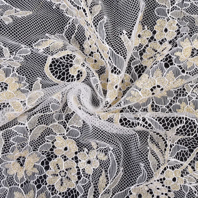High Quality Material Premium Handmade Golden Lace Fabric For Dress