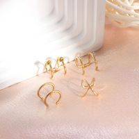 Manchettes d'oreille sans perçage, clips d'oreille croisés à double boucle, faux piercing de cartilage multicolore, boucles d'oreilles clips unisexe, bijoux de fête