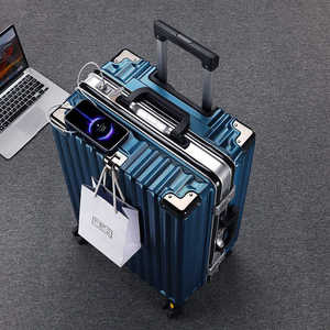 24 inch luxury <b>luggage</b> with <b>aluminum</b> frame, USB charging port, TSA lock cup holder, <b>luggage</b> compartment - Product Image 4