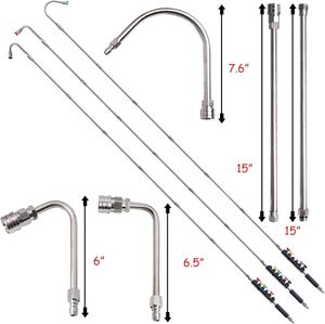 Lancia di Prolunga <span class=keywords><strong>per</strong></span> Idropulitrice 10 Pezzi con 5 Ugelli, 1 Accessorio <span class=keywords><strong>per</strong></span> <span class=keywords><strong>Pulizia</strong></span> <span class=keywords><strong>Grondaie</strong></span>, Asta Curva a Connessione Rapida 4000 PSI - Product Image 2