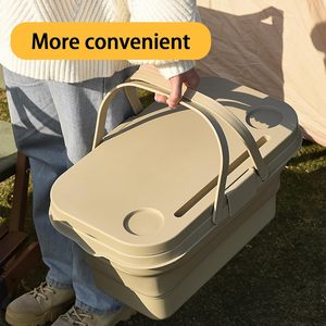 <b>Large</b> Capacity Multi-Functional Portable <b>Storage</b> Picnic <b>Basket</b> Vintage Foldable Travel-Convenient Fruit Lid for - Product Image 3