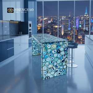 Barra de <span class=keywords><strong>Bar</strong></span> o Isla de Cocina de Ónix Azul Translúcido de Primera Calidad, Elegante, para Hogar o <span class=keywords><strong>Bar</strong></span> Comercial - Product Image 6