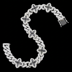 Bracelet chaîne Shravi Impex JW12 Moissanite Noir Marquise en Argent Sterling 925, Jonc à Maillons Glacés, Bijoux Hip Hop Unisexe Personnalisable - Product Image 1