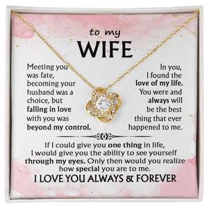 Collier avec pendentif nœud d'amour en acier inoxydable pour ma femme, avec carte de texte personnalisée - Cadeau romantique pour la Saint-Valentin de la part de mon mari - Product Image 5